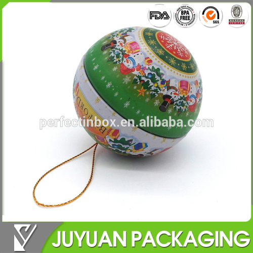 Custom Tin Ball Christmas Gift Box ,ball shape tin christmas gift box