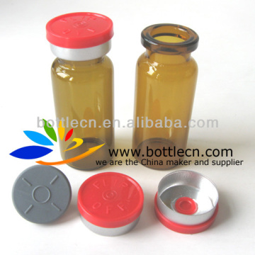 vials 10ml amber + red aluminum caps rubber + red flip off caps 20mm