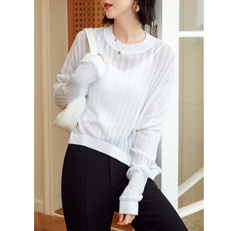 women's solid color long sleeve knitted sweater