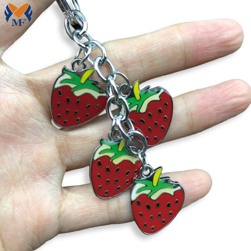 Llavero de moda de fresas de esmalte personalizado de metal de bolso