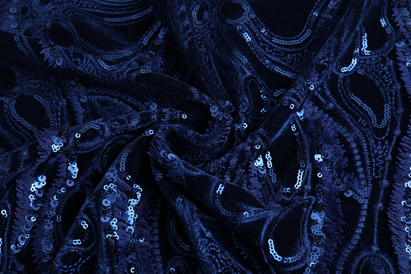 Sequins Velvet Embroidery Fabric
