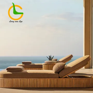 Foldable Wooden Sun Lounge Chair for Garden and Pool