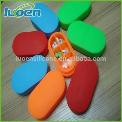 Wholesale new design cute silicone travel pill case,medicine box,medicine storage drug case