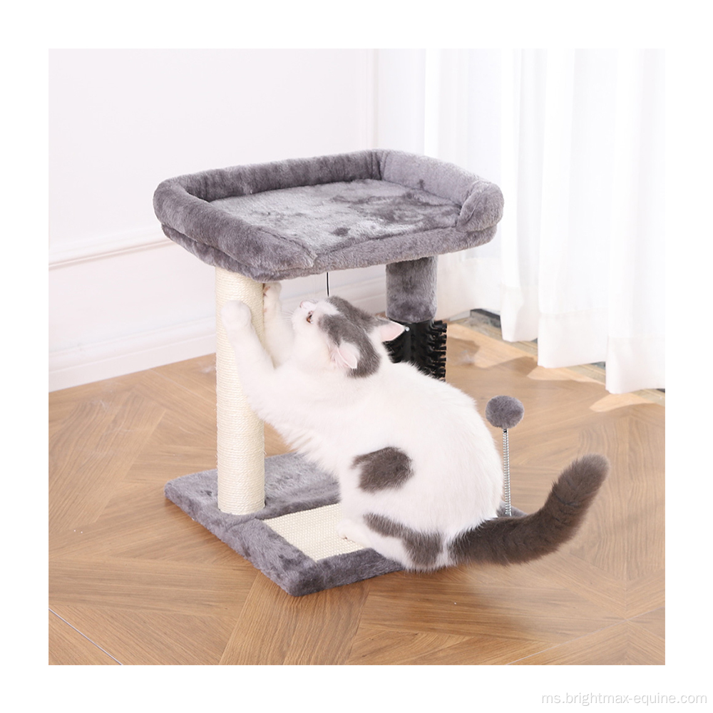 19 "Tinggi Kucing Pendek Tree Cat Perch Scratcher dengan Berus Plastik