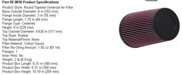 KN RE-0810 Performance Air Filter