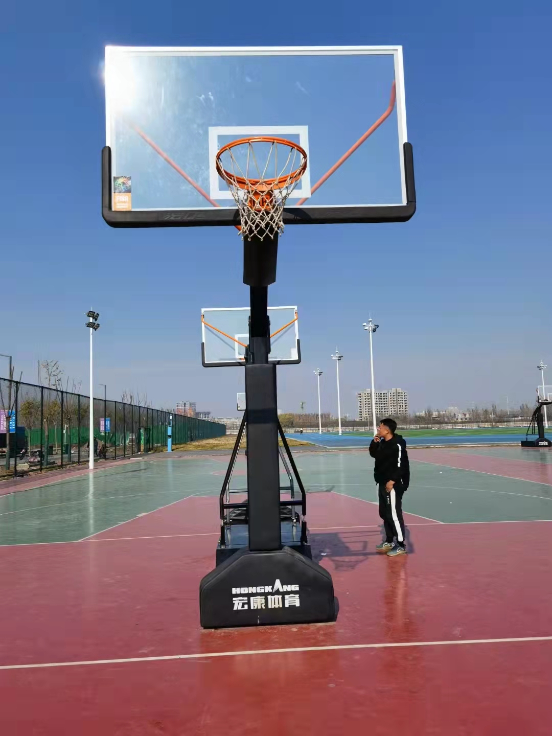 FIBA approved concave box Basketball stand no wheels