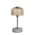 Rechargeable LED touch table lamp striped glass shade