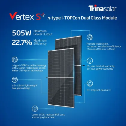 High Quality Trina Solar Panels 480W-500W: Monocrystalline Monofacial Dual Glass Solar Energy Systems