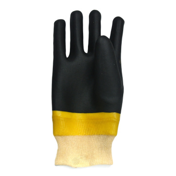 Yellow and Black PVC coated glove sandy finish