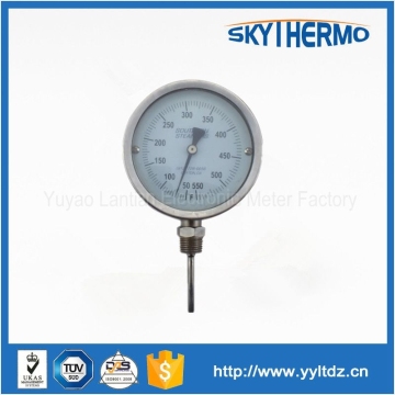 industrial stainless steel 304 case bimetal pipe bottom connection bimetal thermometer