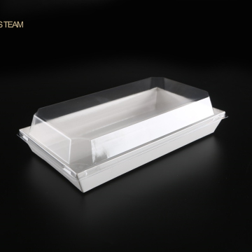 Custom Printed Kraft Paper Food Container with Transparent PET Lid for Snack Bento Sushi Salad Cake