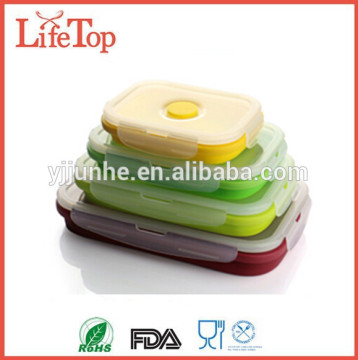 Fashionable Silicone Collapsible Lunch Bento Box 4 Pack