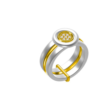 Wholesales customized 925 sterling silver jewelry ring with ceramic& CZ
