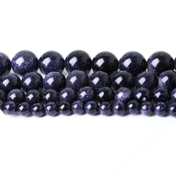 Craft Round Blue Sandstone Beads for Jewelry Making