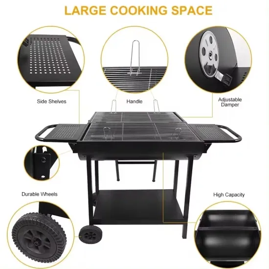 Wholesale Outdoor Trolley BBQ Folding Charcoal Barbecue Oil Drum Barrel Grill