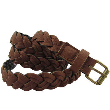 Color Tan Plait Belt in 2cm Width and Length Ranging from 70-120cm