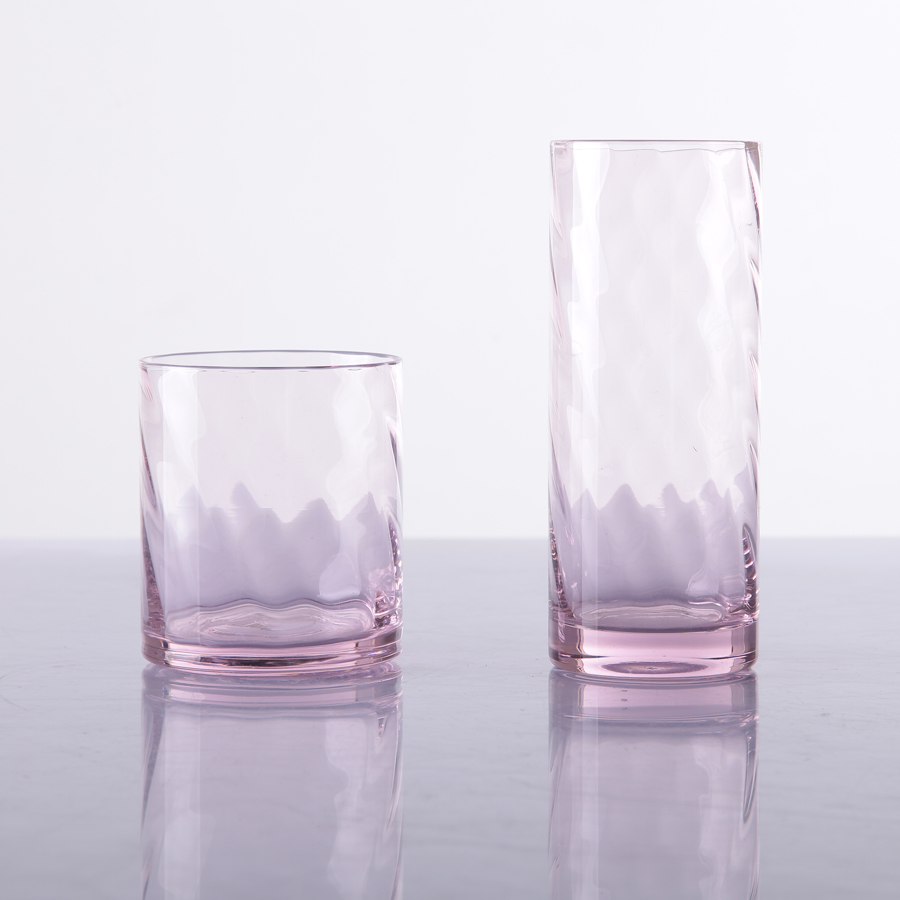 Br 9058 9059hand Blown Hb Pink Water Glasspink Drinking Glasses