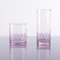 Handgeblazen HB roze waterglas roze drinkglazen