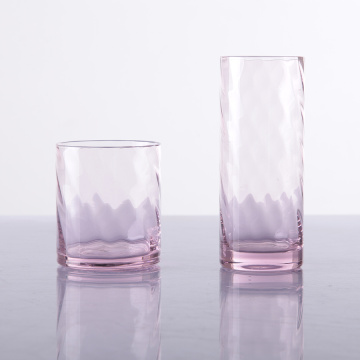 Handgeblazen HB roze waterglas roze drinkglazen