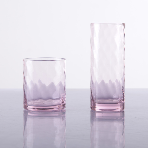 Handgeblazen HB roze waterglas roze drinkglazen