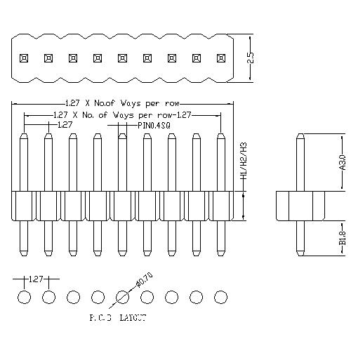 1.27 mm Pin Header Single Row Straight Type