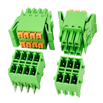 Double bank thin spring frivolous terminal block with winged latching pitch 3.81mm