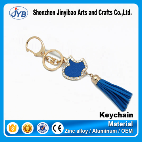 custom beautiful design leather tassel fashion keychain for wholesale