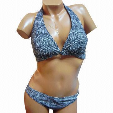 Snake Print Halter Bikini with 100% Polyester Lining