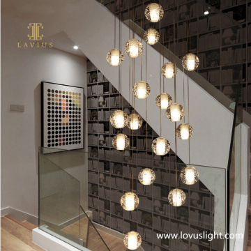 Glazed staircase creative custom chandelier Villa hotel large staircase chandelier Light luxury modern chandelier