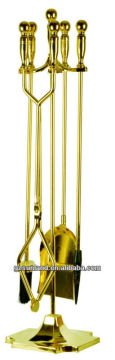 5-pcs fireplace tools set,Brass