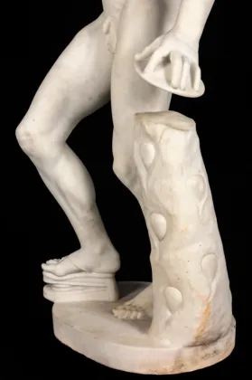 Hand-Carved White Marble Discus Thrower Statue