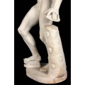 Hand-Carved White Marble Discus Thrower Statue
