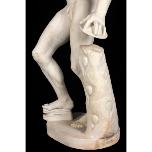 Hand-Carved White Marble Discus Thrower Statue