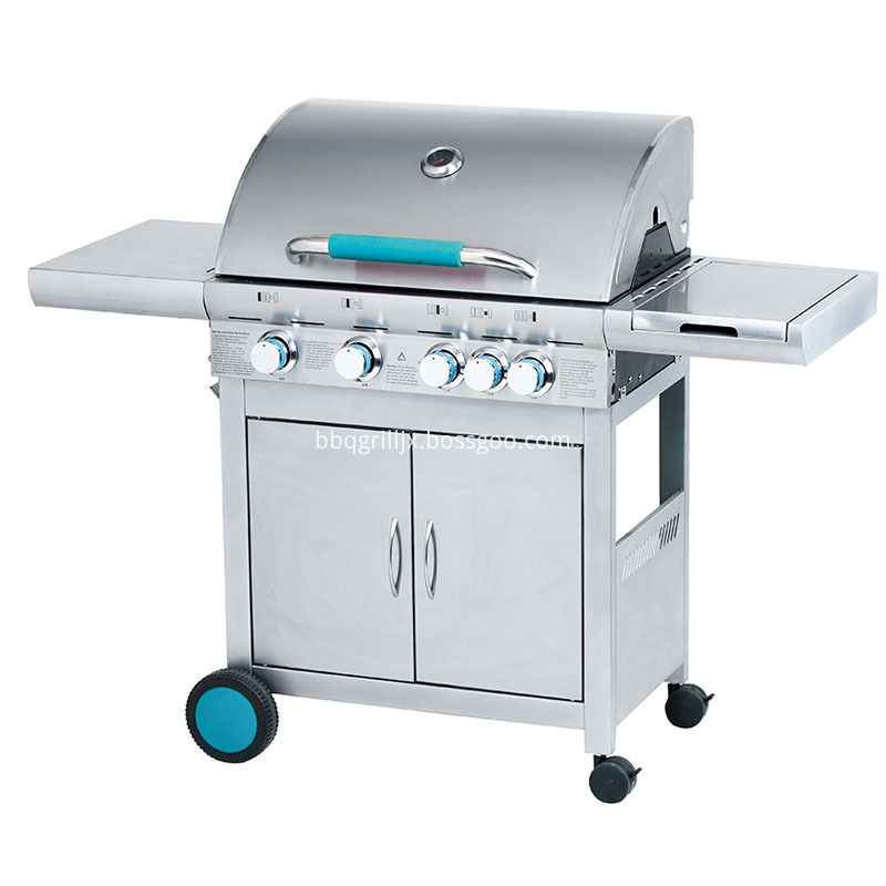 4 1 Stainless Steel Double Layer Hood Gas Grill Blue