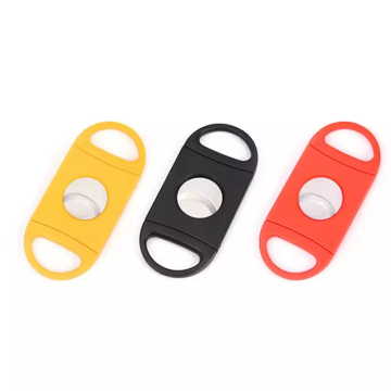 2024 Wholesale Black Table Top Custom Logo Plastic Double Blade Cigar Cutter
