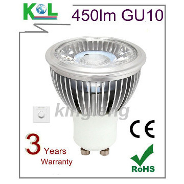 BEST QUALITY LED GU10 COB LAMP 6W 450LM(WW) 24°\\\\38°\\60° CE&RoHS