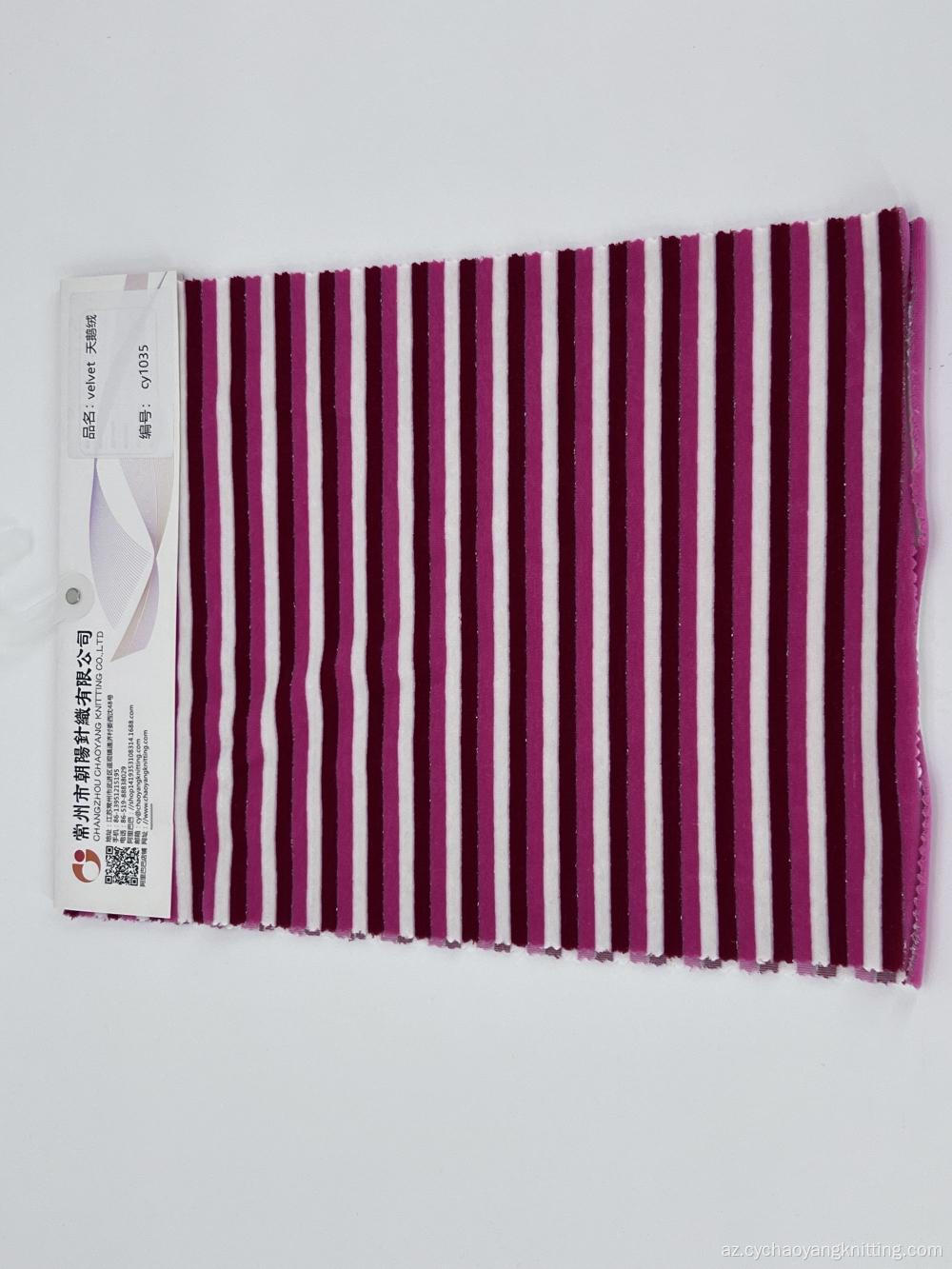 100% poliefer zolağı trikotaj mikrofiber məxmər parça