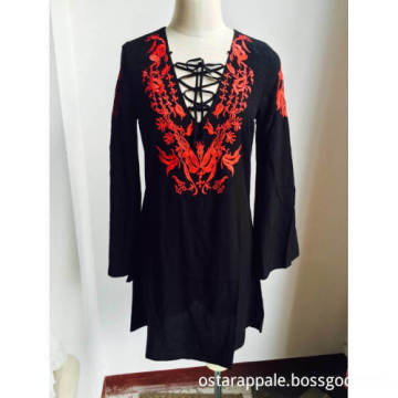 New Design V Neck Ladies Dress