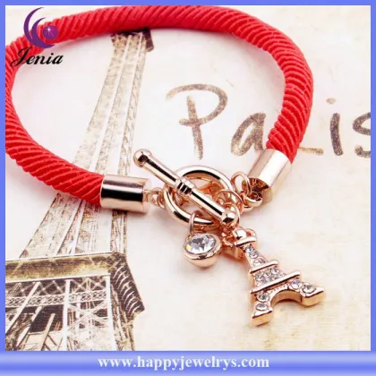 New exclusive Eiffel Tower charm bracelet red rope chain wholesale brand bracelet ( YWH5067)