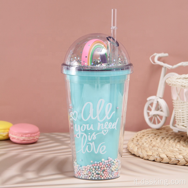 Rainbow Bubble Reusible Plastic Cup