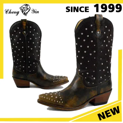 Mexican selling soft comfort Leather female cowboy boots