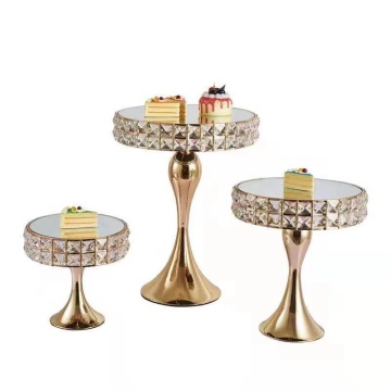 Gold Silver Crystal Metal Wedding Cake Stand Rack for Holiday Party Displays