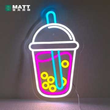 Custom Personalized Bubble Tea Acrylic LED Neon Light Sign for Store or Room Decor
