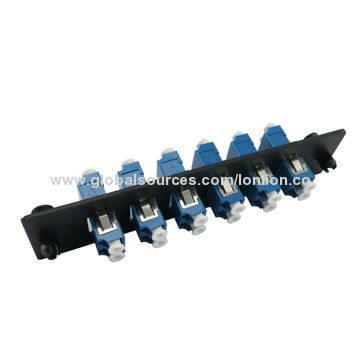 Fiber Optic Adapter Panel, 6 - LC Duplex Fiber Adapter, Zirconium Insert, Single Mode, Blue