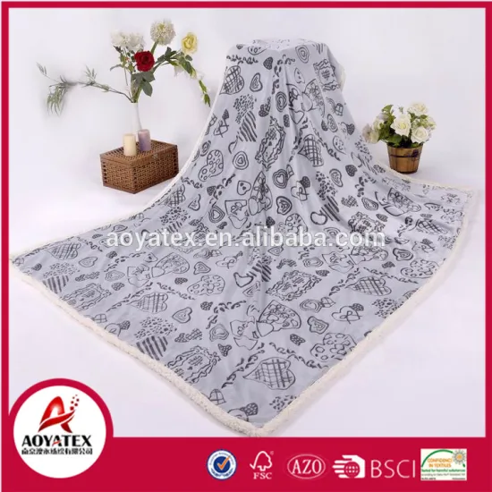 China factory soft thick flannel fleece blanket with back sherpa
