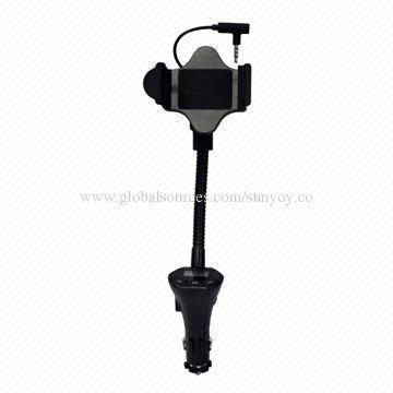 Car Universal Holder with Charger and FM Radio Transmitter, for Samsung/HTC/Apple/Other Smartphones
