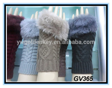 2016 new fashion women fingerless glove arm warmer glove long winter faux fur mittens knitted wool gloves