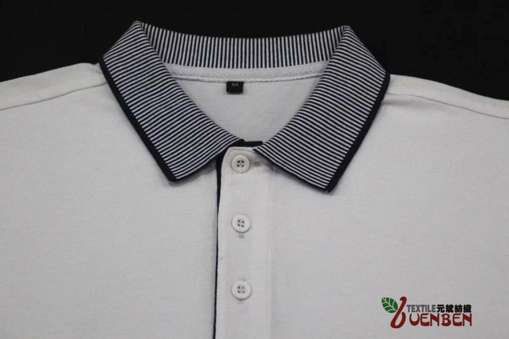 95%Cotton 5%Spandex Solid PK With Jacquard Collar Shirt