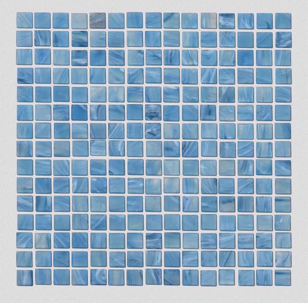 Blue glass mosaic for swimming pools and spas
