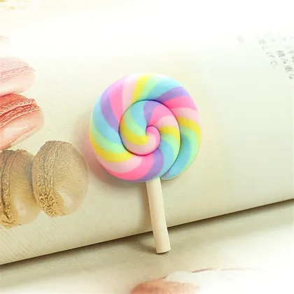 5Pcs New Clay Rainbow Candy Lollipop for Clay Pretend Play Toy Phone Decoration Crafts Making DIY